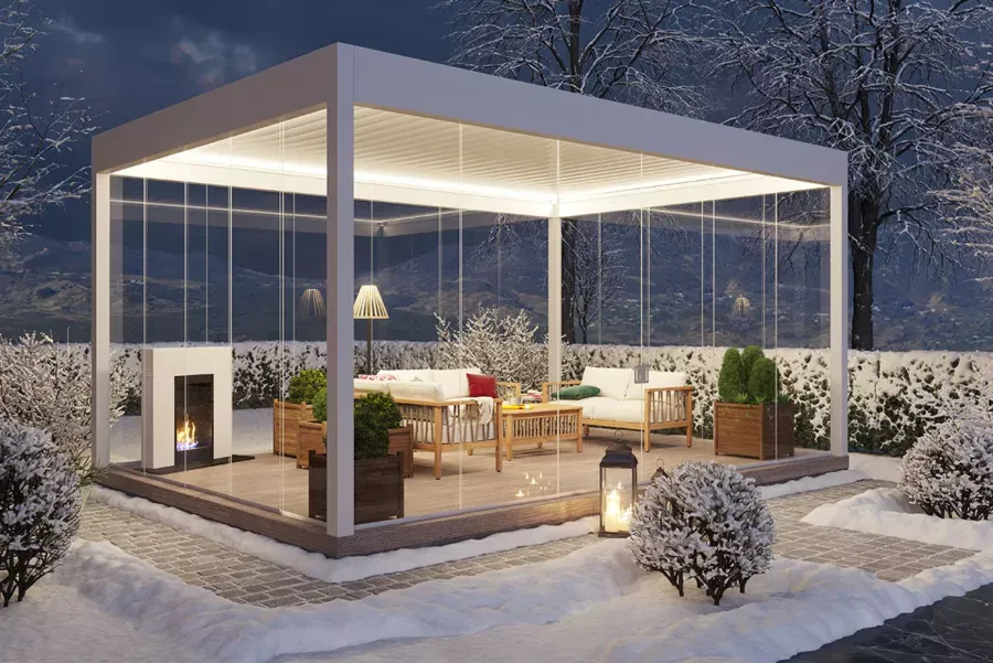 inverno pergola bioclimatica chiusa